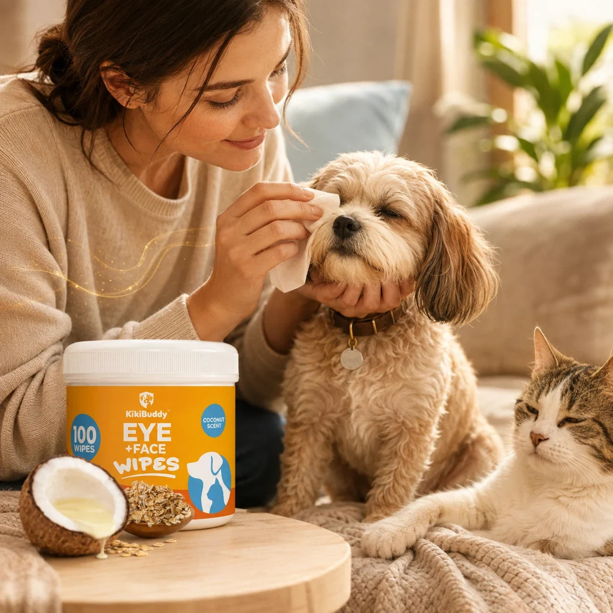 Calm daily pet facial care at home