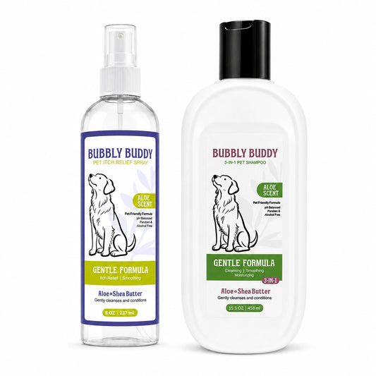 Bubbly Buddy 3-in-1 shampoo and soothing coat spray set