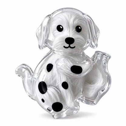 Black-Spotted Dog — Magnetic pet fur keepsake holder; filled display example