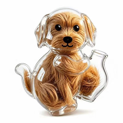 Dog Style A — Magnetic pet fur keepsake holder; filled display example