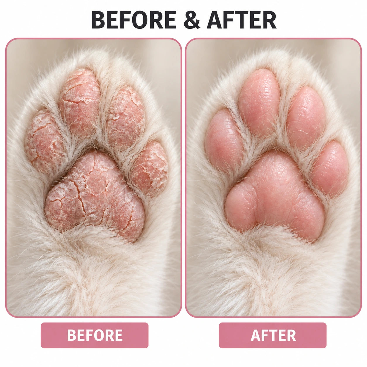 Cat paw before and after care